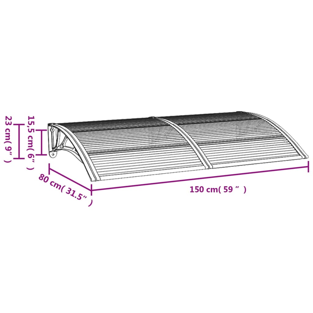 Deurluifel 150x80 cm polycarbonaat zwart 150 x 80 cm Zwart