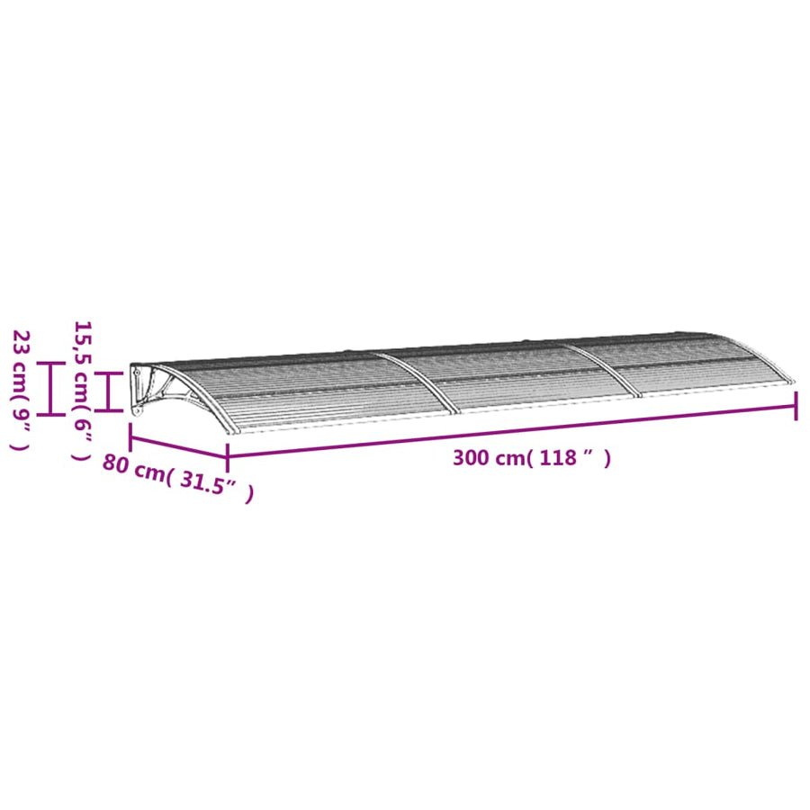 Deurluifel 300x80 cm polycarbonaat zwart 300 x 80 cm Zwart