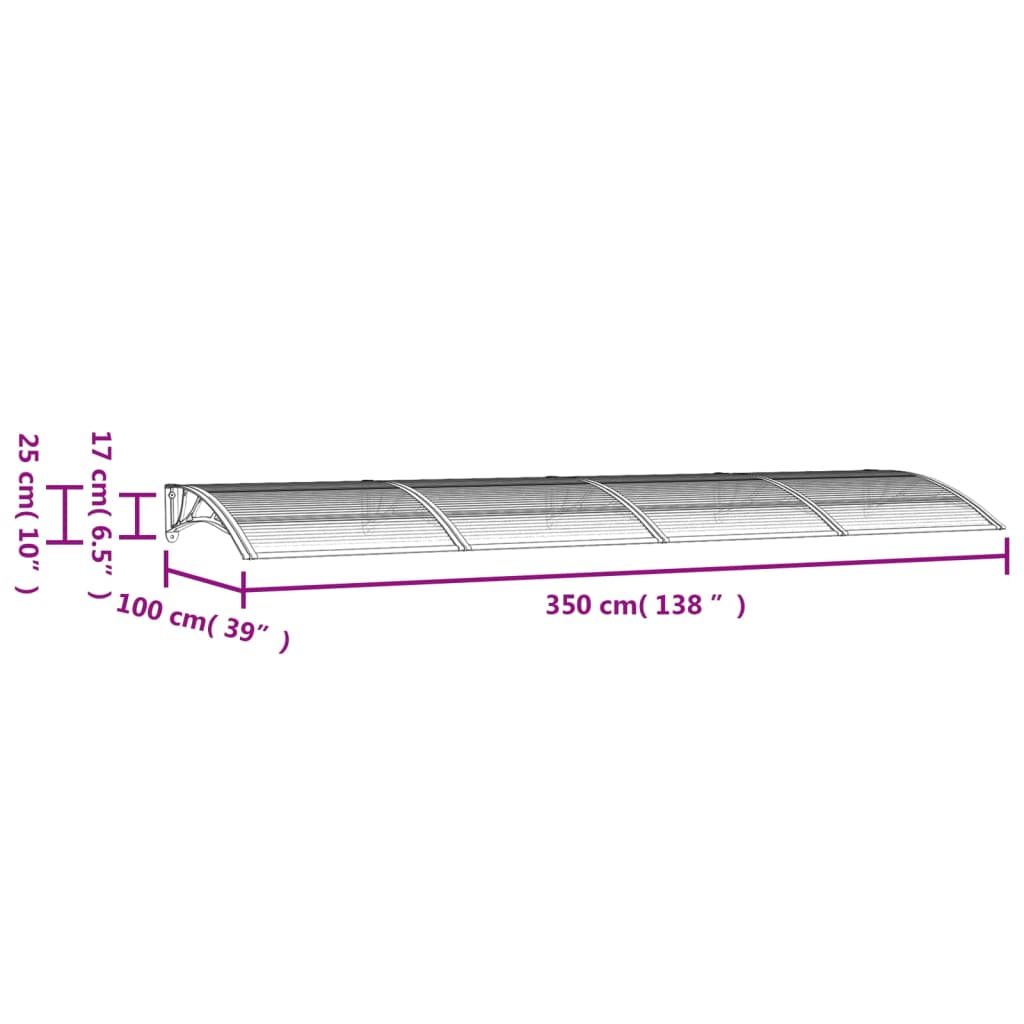 Deurluifel 350X100 Cm Polycarbonaat Grijs