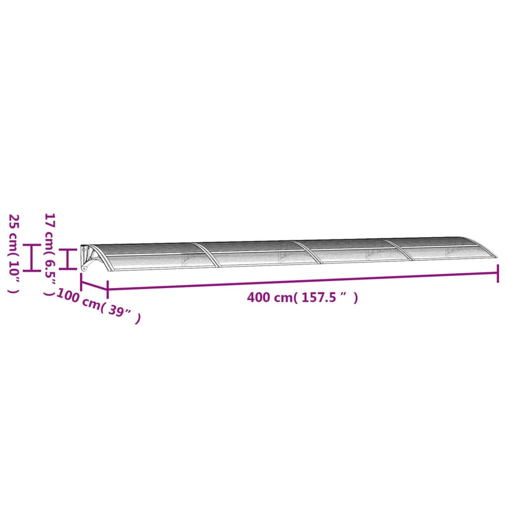 Deurluifel 400X100 Cm Polycarbonaat Zwart