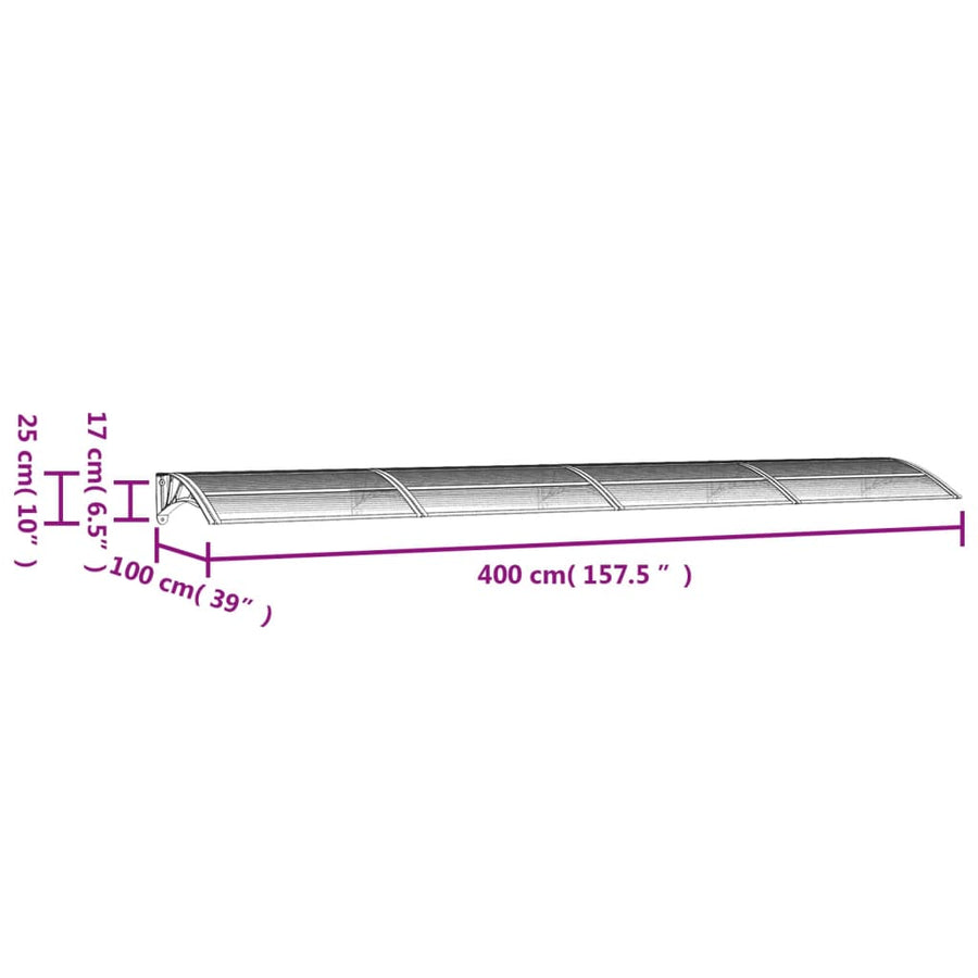 Deurluifel 400X100 Cm Polycarbonaat Grijs