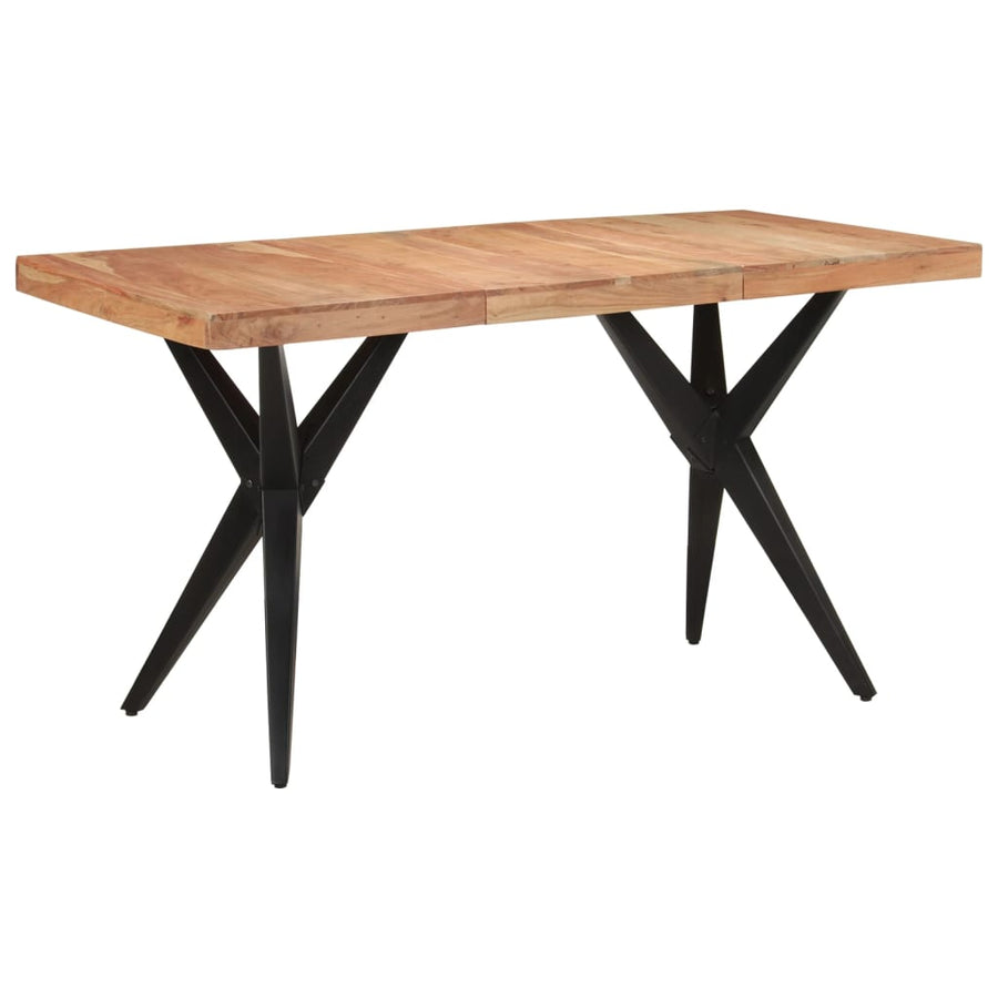 Eettafel 140X70X76 Cm Massief Acaciahout Zwart
