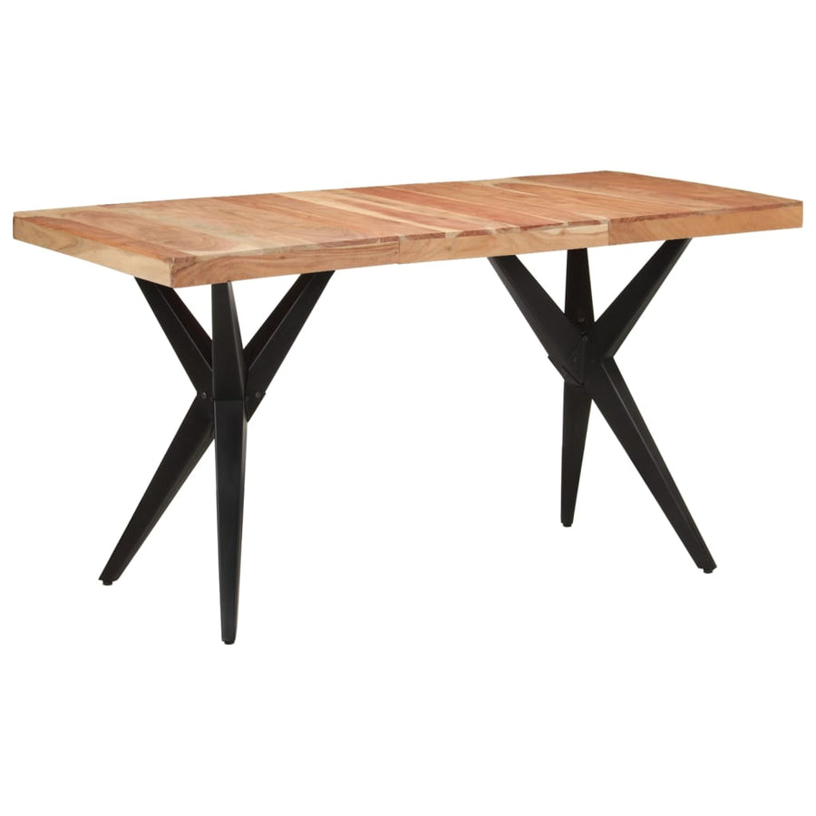 Eettafel 140X70X76 Cm Massief Acaciahout Zwart