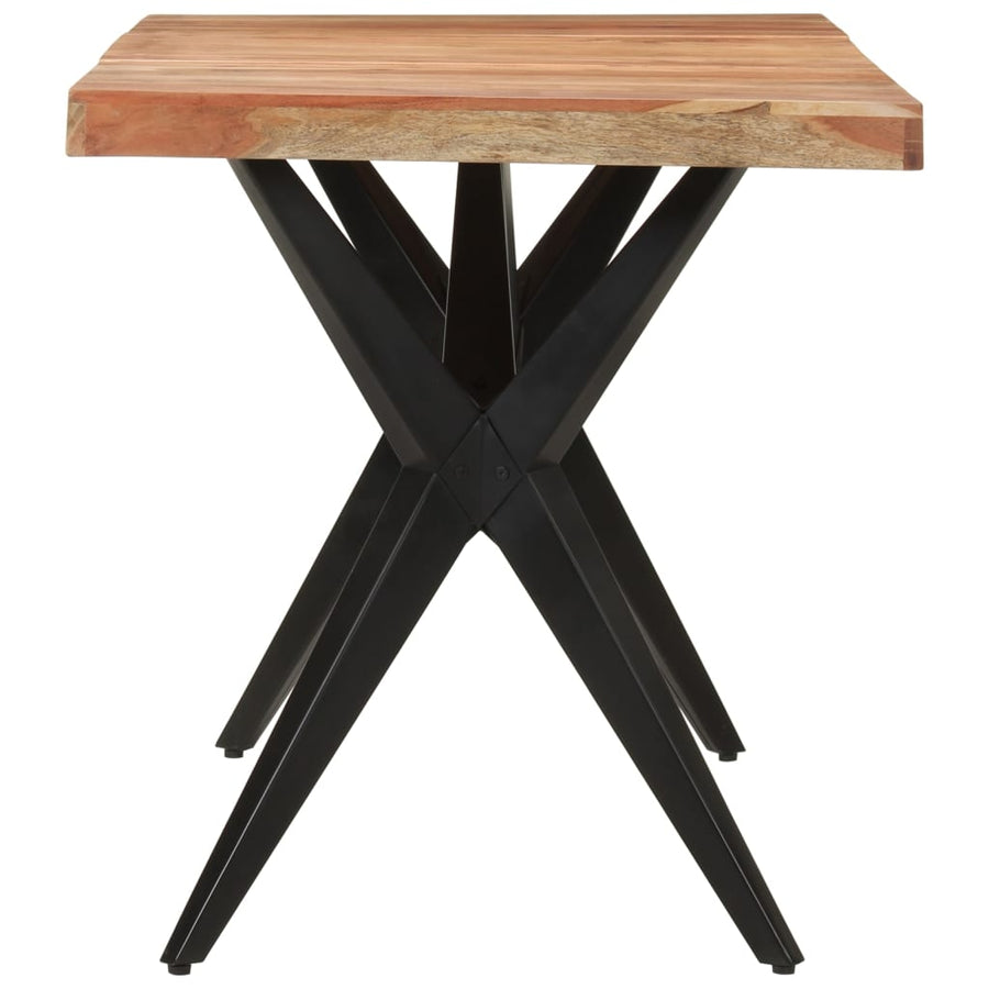 Eettafel 140X70X76 Cm Massief Acaciahout Zwart
