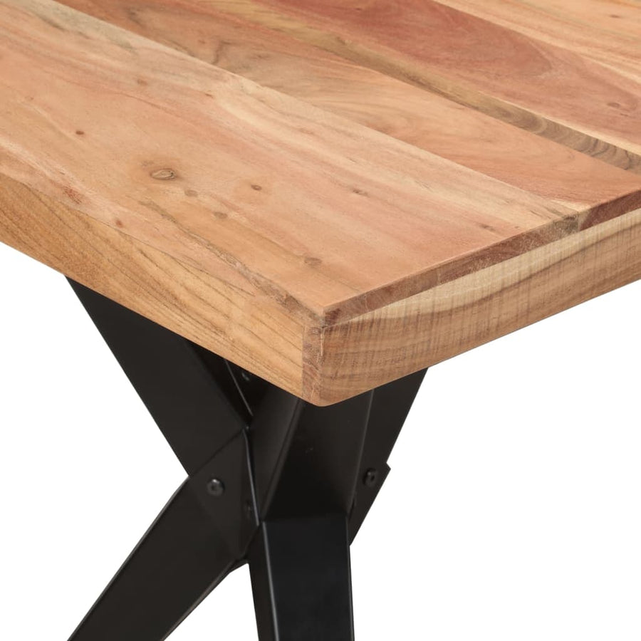 Eettafel 140X70X76 Cm Massief Acaciahout Zwart