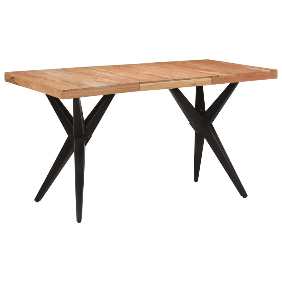 Eettafel 140X70X76 Cm Massief Acaciahout Zwart