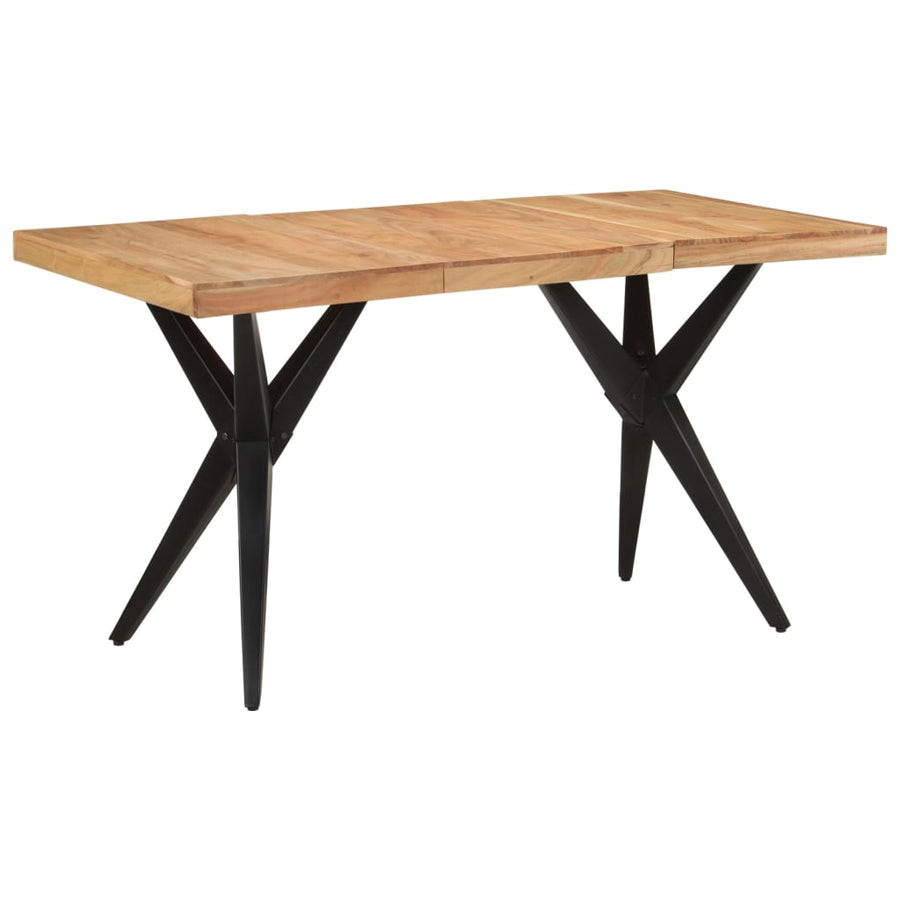 Eettafel 140X70X76 Cm Massief Acaciahout Zwart
