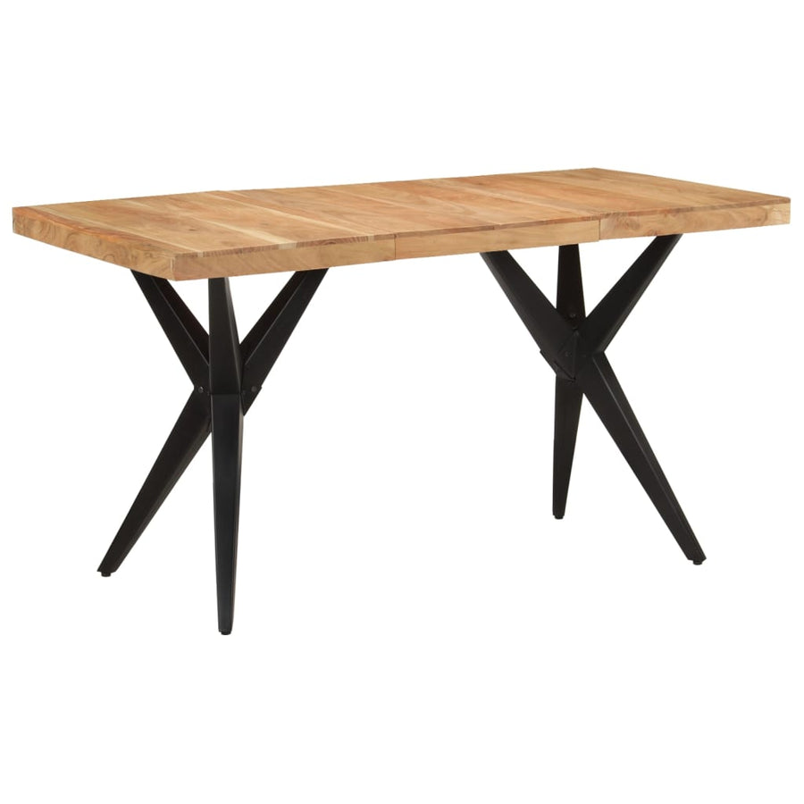 Eettafel 140X70X76 Cm Massief Acaciahout Zwart