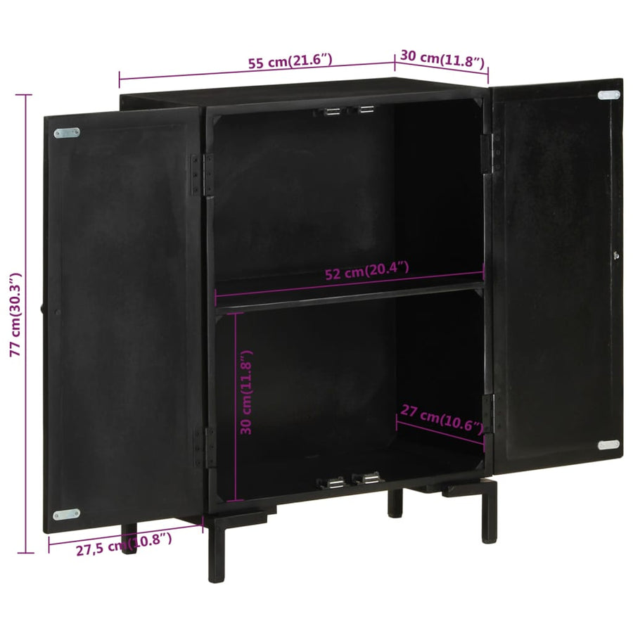 Dressoir Massief Mangohout En Ijzer 55 x 30 x 77 cm Zwart
