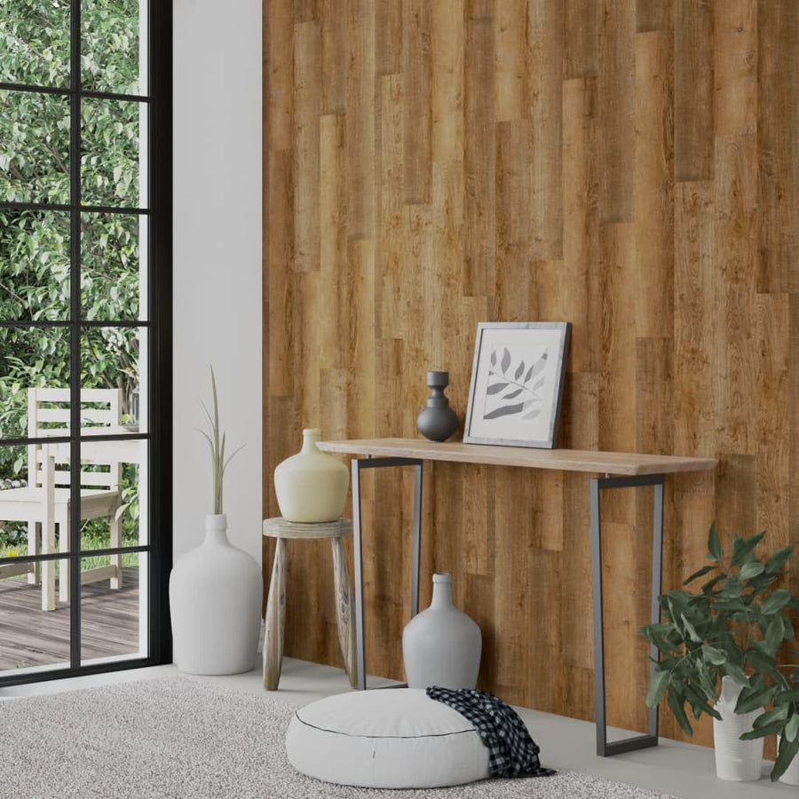 Wandpanelen houtlook 2,06 m² PVC bruin 15 Donkerbruin