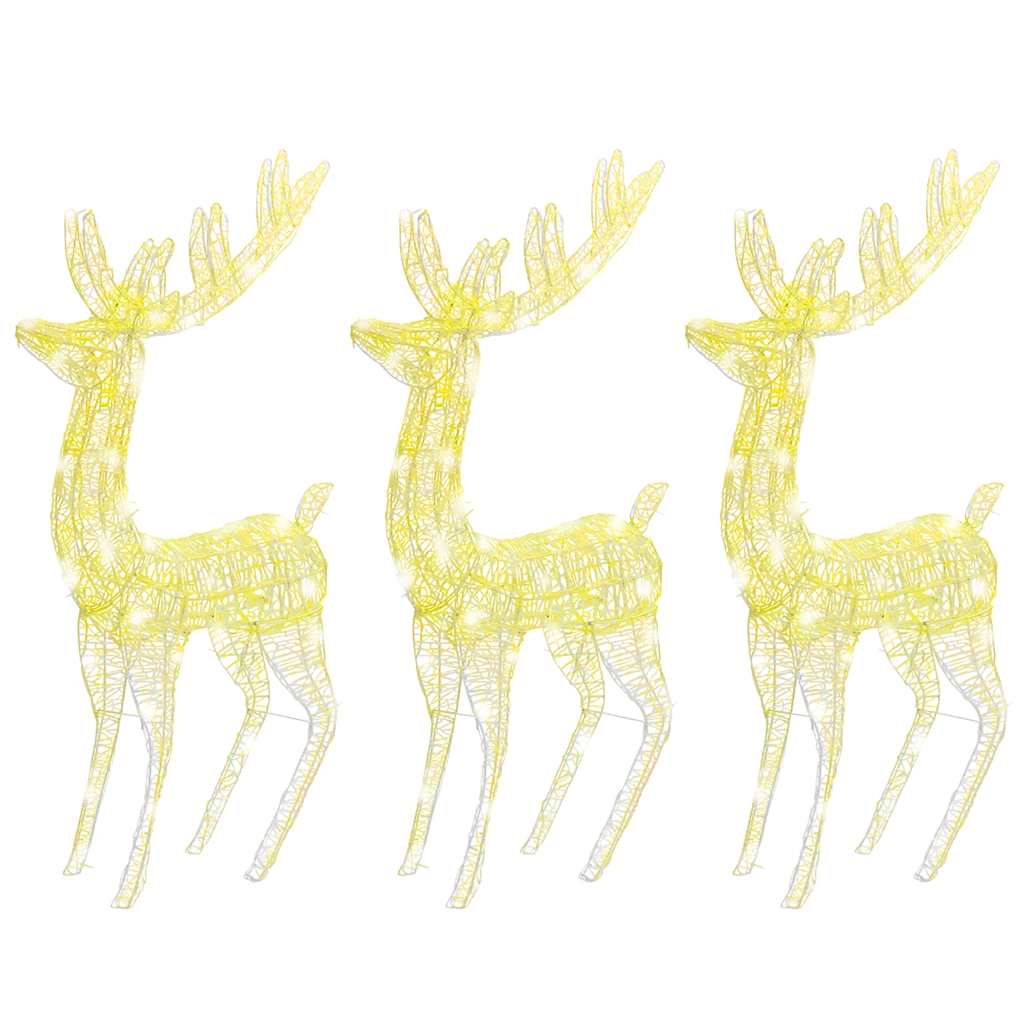 Kerstdecoratie rendier XXL 3 st 250 LED's warmwit 180 cm acryl