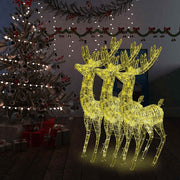 Kerstdecoratie rendier 3 st 180 cm 250 LED's warmwit acryl