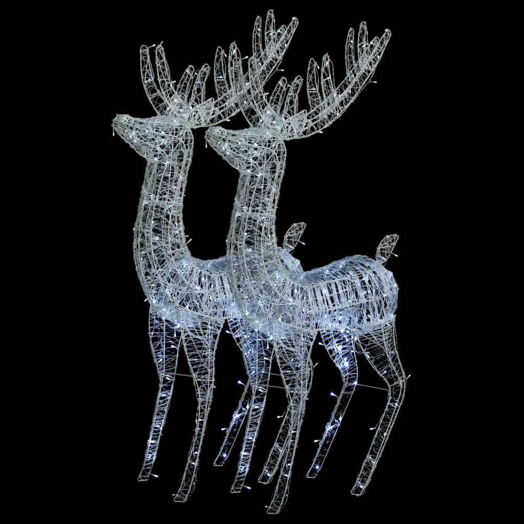 Kerstdecoratie rendier XXL 2 st 250 LED's warmwit 180 cm acryl