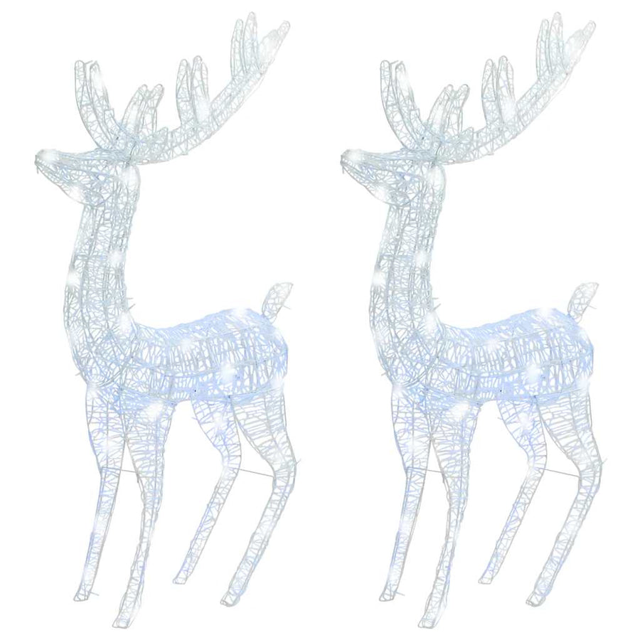 Kerstdecoratie rendier XXL 2 st 250 LED's warmwit 180 cm acryl