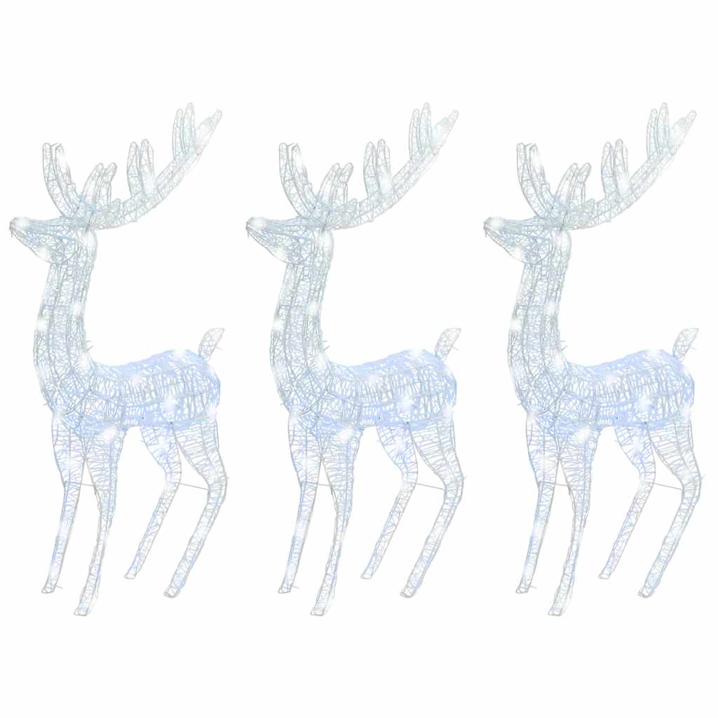 Kerstdecoratie rendier XXL 3 st 250 LED's warmwit 180 cm acryl