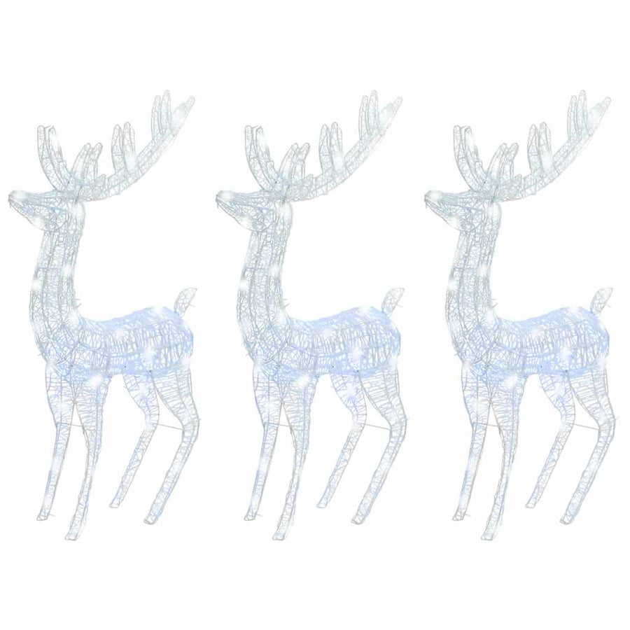 Kerstdecoratie rendier XXL 3 st 250 LED's warmwit 180 cm acryl