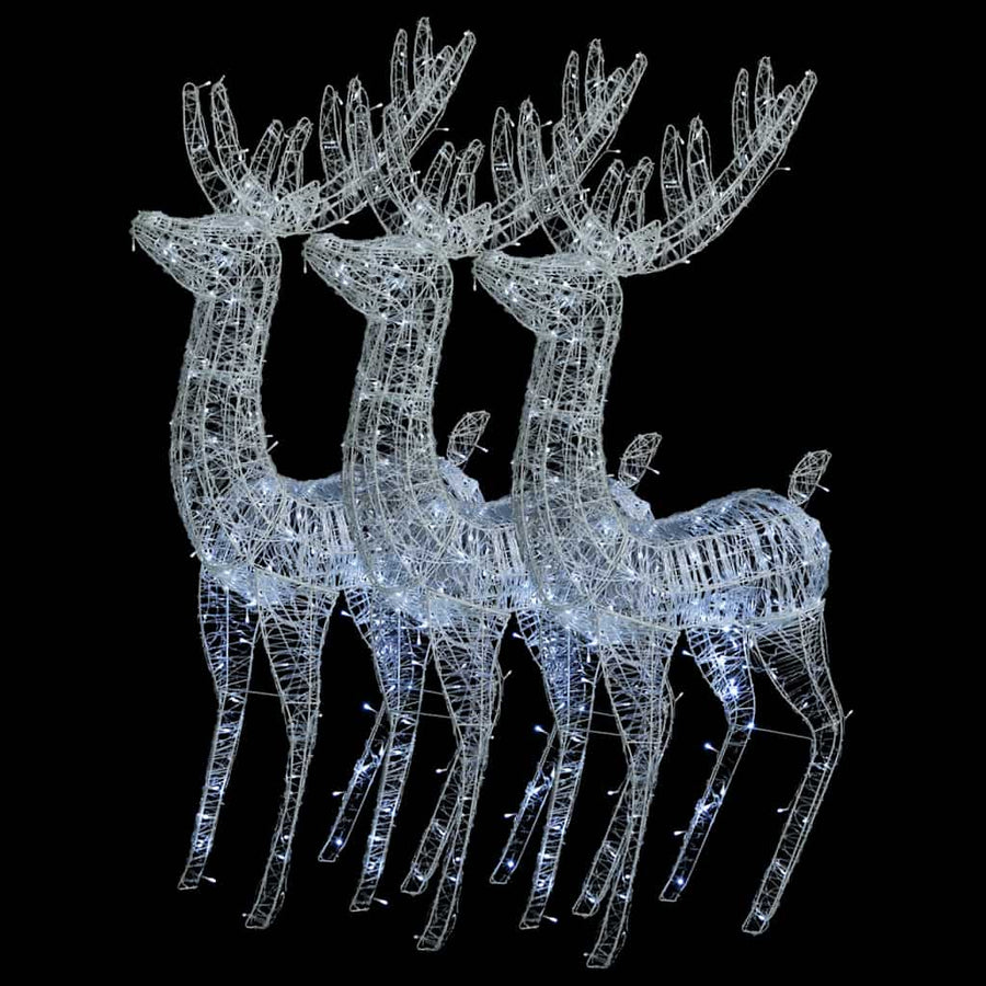 Kerstdecoratie rendier XXL 3 st 250 LED's warmwit 180 cm acryl