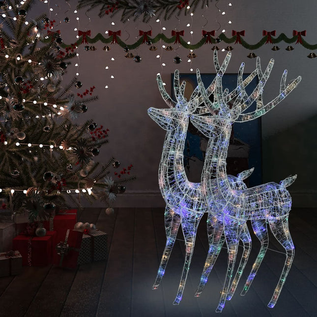 Kerstdecoratie Rendier Xxl 2 St 250 Led Meerkleurig 180Cm Acryl