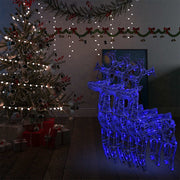 Kerstverlichting rendier 3 st 60x16x100 cm blauw acryl