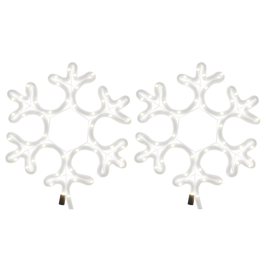 Kerstfiguur sneeuwvlok met LED's 2 st 27x27 cm warmwit