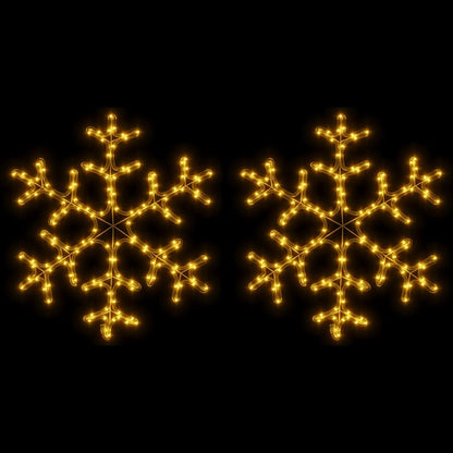 Kerstfiguur sneeuwvlok met LED's 2 st 59x59 cm warmwit