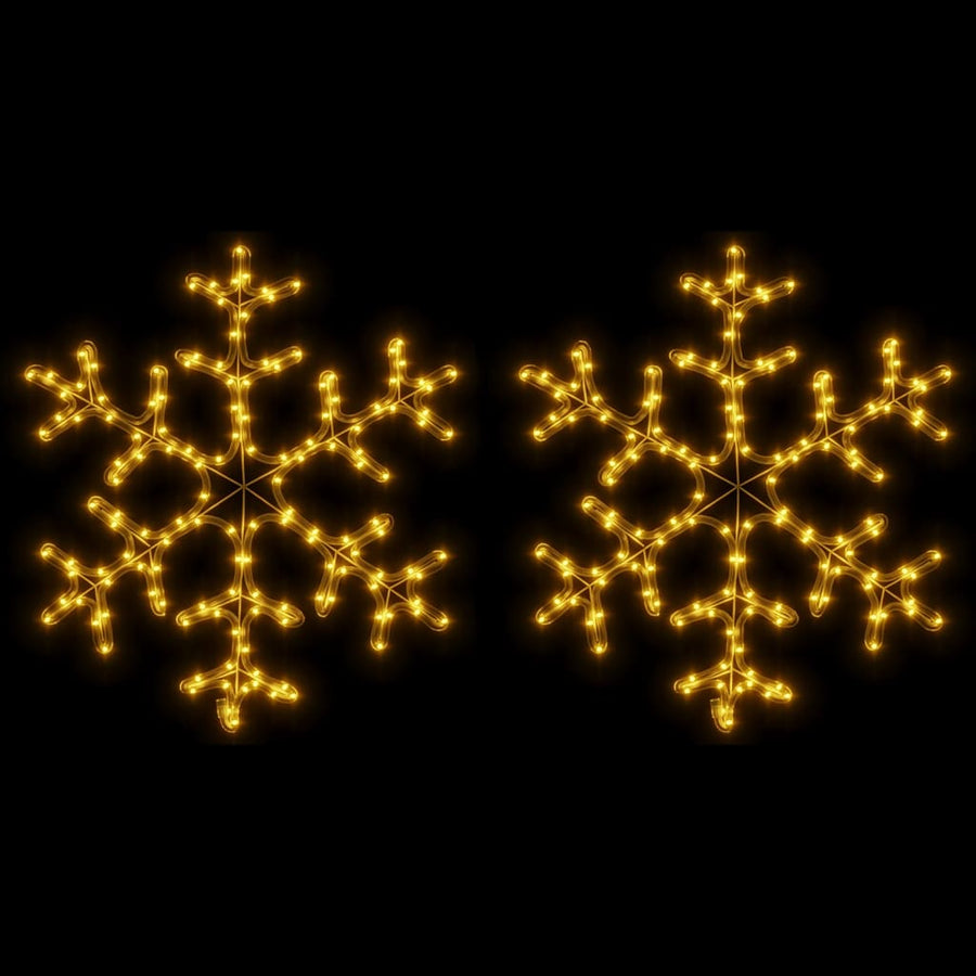 Kerstfiguur sneeuwvlok met LED's 2 st 59x59 cm warmwit