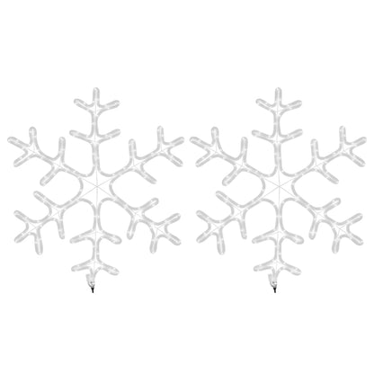 Kerstfiguur sneeuwvlok met LED's 2 st 59x59 cm warmwit