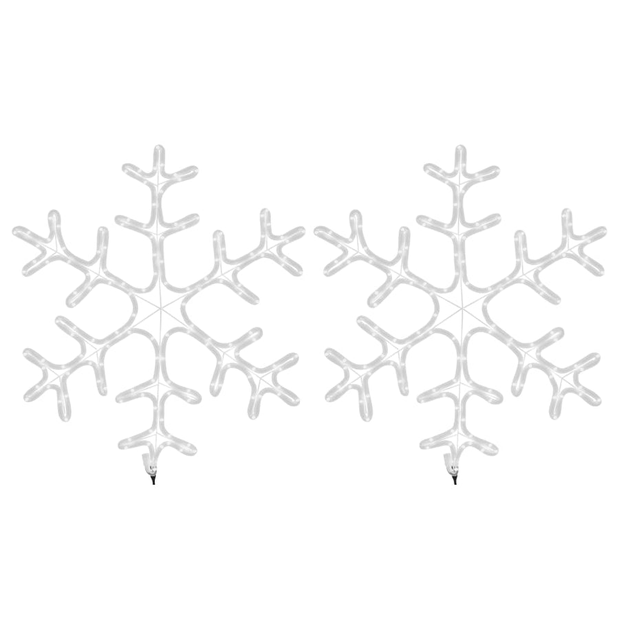 Kerstfiguur sneeuwvlok met LED's 2 st 59x59 cm warmwit