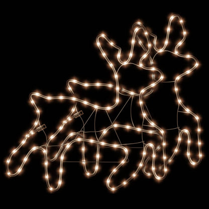 Kerstfiguur rendier met LED's 2 st 57x55x4,5 cm warmwit