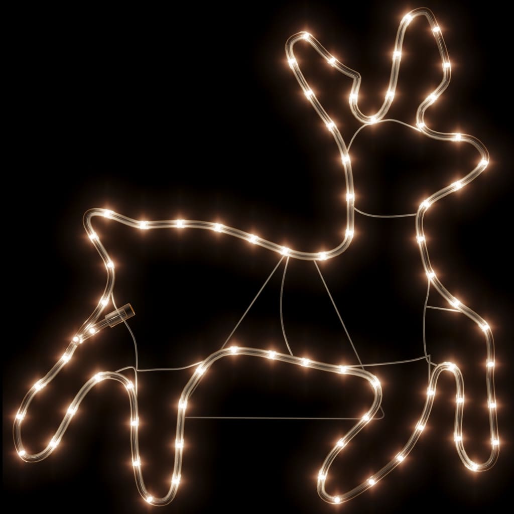 Kerstfiguur rendier met LED's 2 st 57x55x4,5 cm warmwit