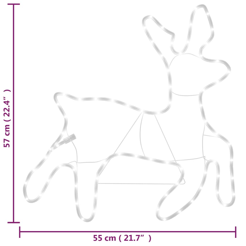 Kerstfiguur rendier met LED's 2 st 57x55x4,5 cm warmwit