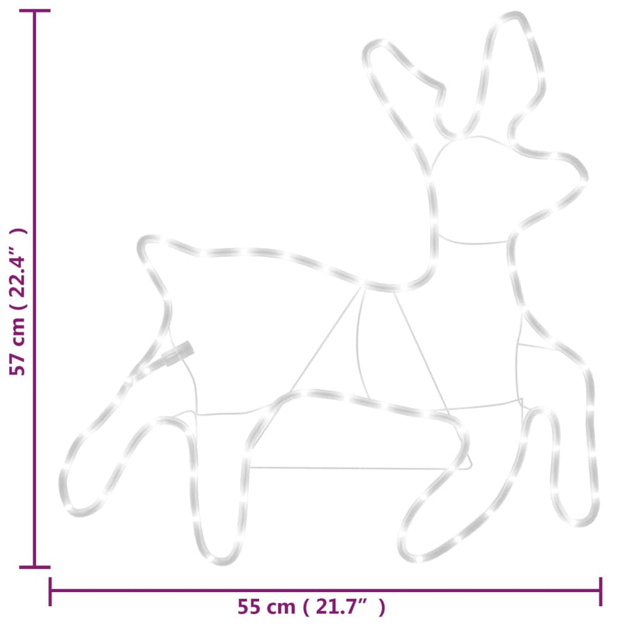 Kerstfiguur rendier met LED's 2 st 57x55x4,5 cm warmwit
