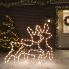 Kerstfiguur rendier LED 2 st 57x55x4,5 cm warmwit