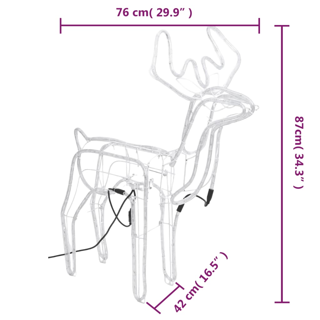 Kerstfiguur rendier met bewegende kop 3 st 76x42x87 cm koudwit