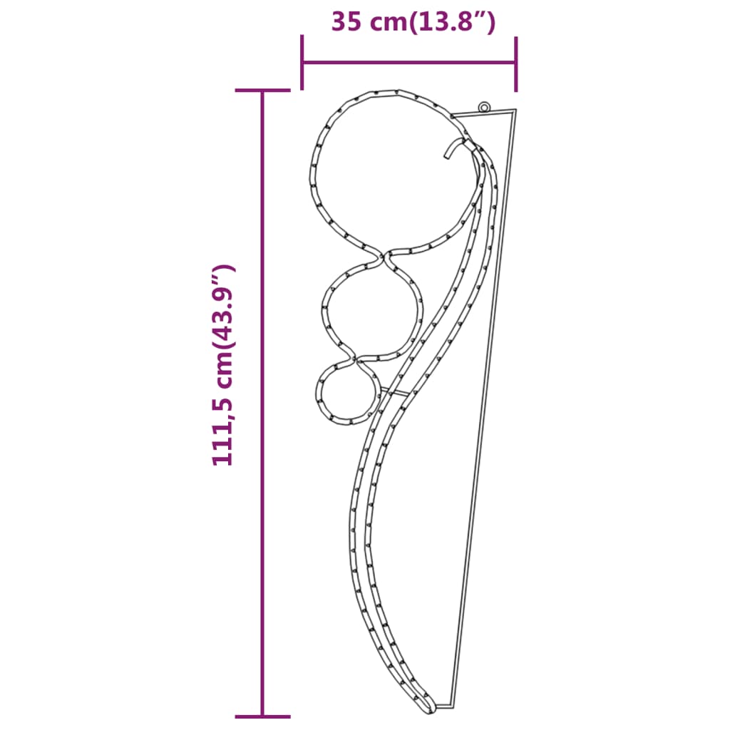 Lichtkabels 16 st balvormig 115,5x35x4,5 cm warmwit
