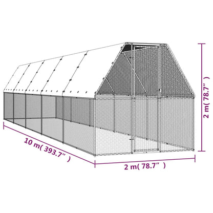 Buitenhok Voor Kippen Gegalvaniseerd Staal 2 x 10 x 2 m