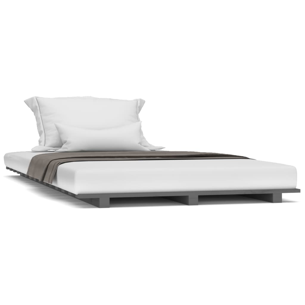 Bedframe massief grenenhout grijs 90x200 cm 90 x 200 cm Grijs