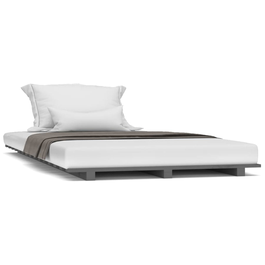 Bedframe massief grenenhout grijs 90x200 cm 90 x 200 cm Grijs