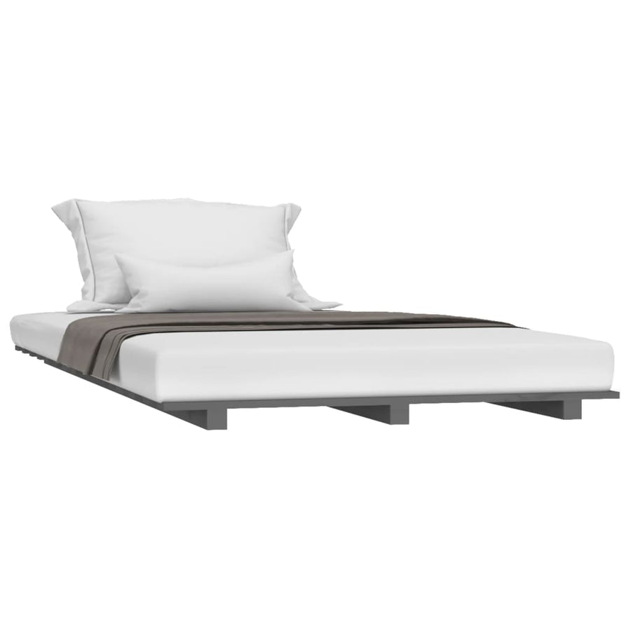 Bedframe massief grenenhout grijs 90x200 cm 90 x 200 cm Grijs