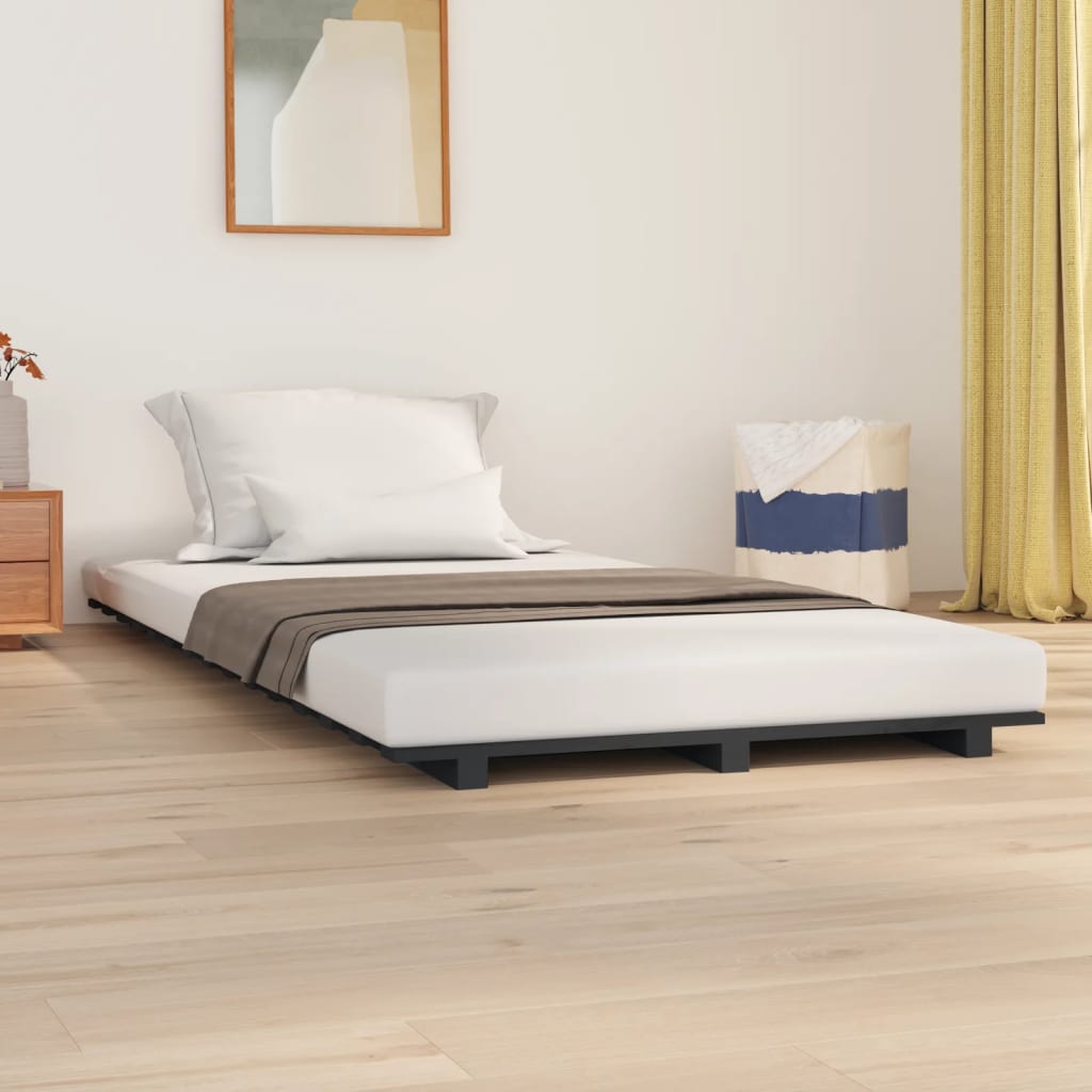 Bedframe massief grenenhout grijs 90x200 cm 90 x 200 cm Grijs