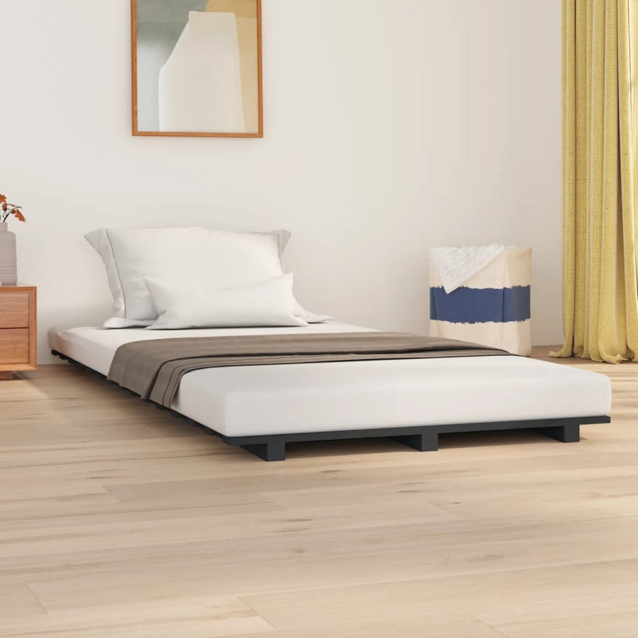 Bedframe massief grenenhout grijs 90x200 cm 90 x 200 cm Grijs