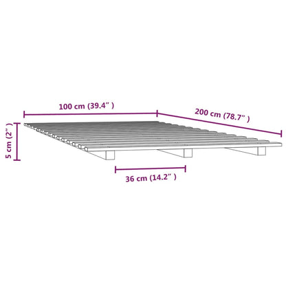 Bedframe Massief Grenenhout 100 x 200 cm Wit