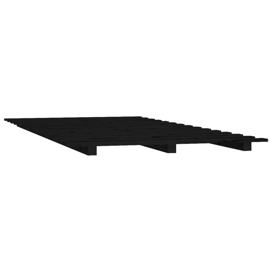 Bedframe massief grenenhout zwart 100x200 cm 100 x 200 cm Zwart