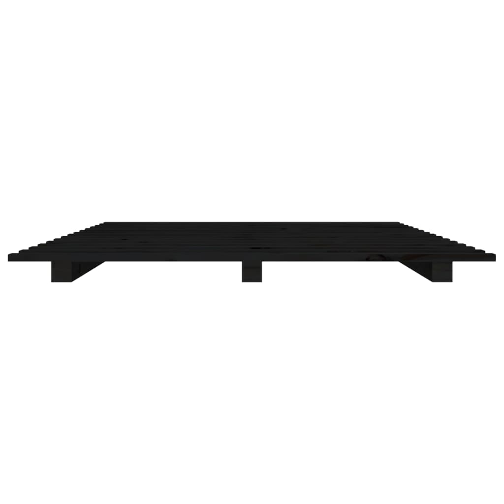 Bedframe massief grenenhout zwart 100x200 cm 100 x 200 cm Zwart