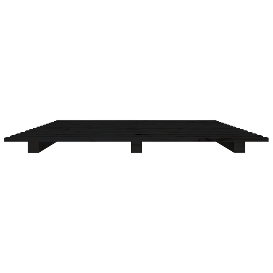 Bedframe massief grenenhout zwart 100x200 cm 100 x 200 cm Zwart