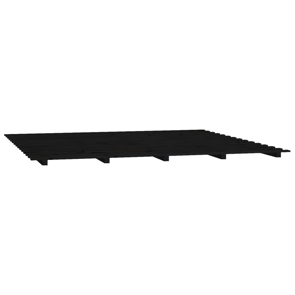 Bedframe massief grenenhout zwart 200x200 cm 200 x 200 cm Zwart