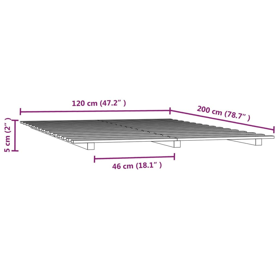 Bedframe massief grenenhout 120x200 cm 120 x 200 cm Naturel