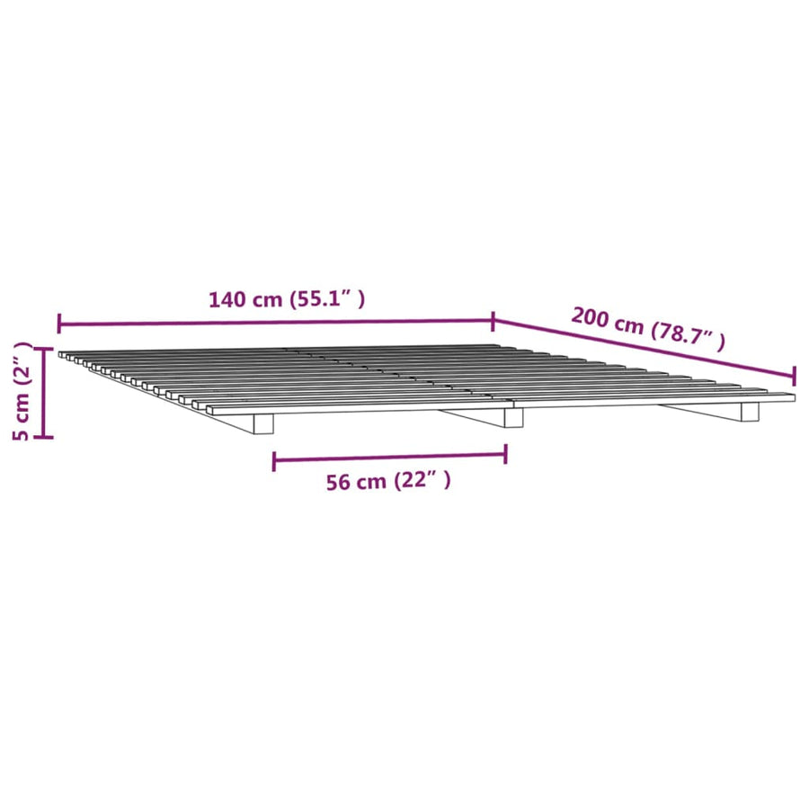 Bedframe Massief Grenenhout 140 x 200 cm Wit
