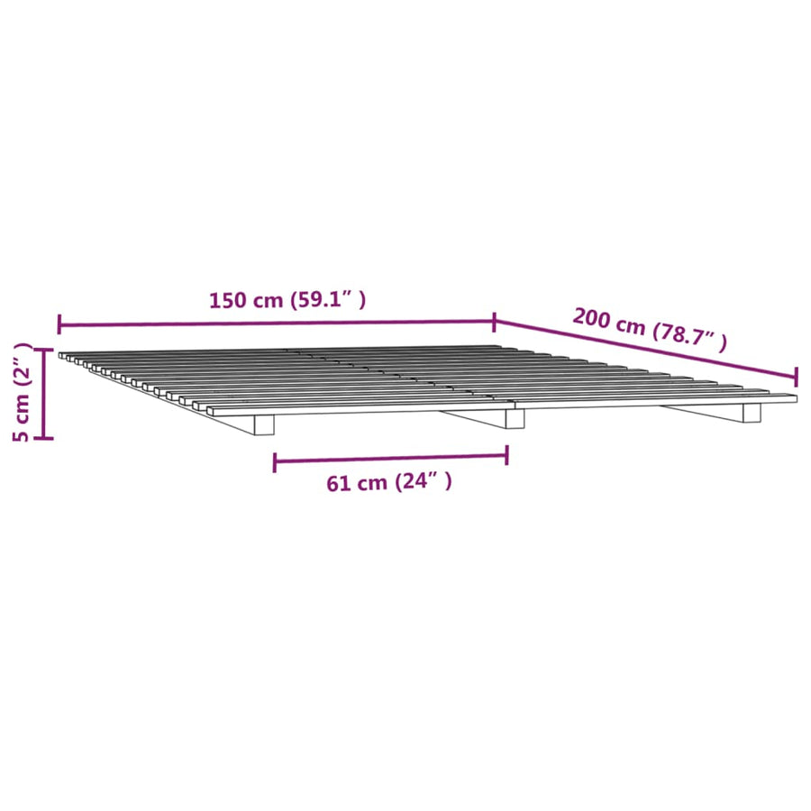Bedframe massief grenenhout wit 150x200 cm 150 x 200 cm Wit