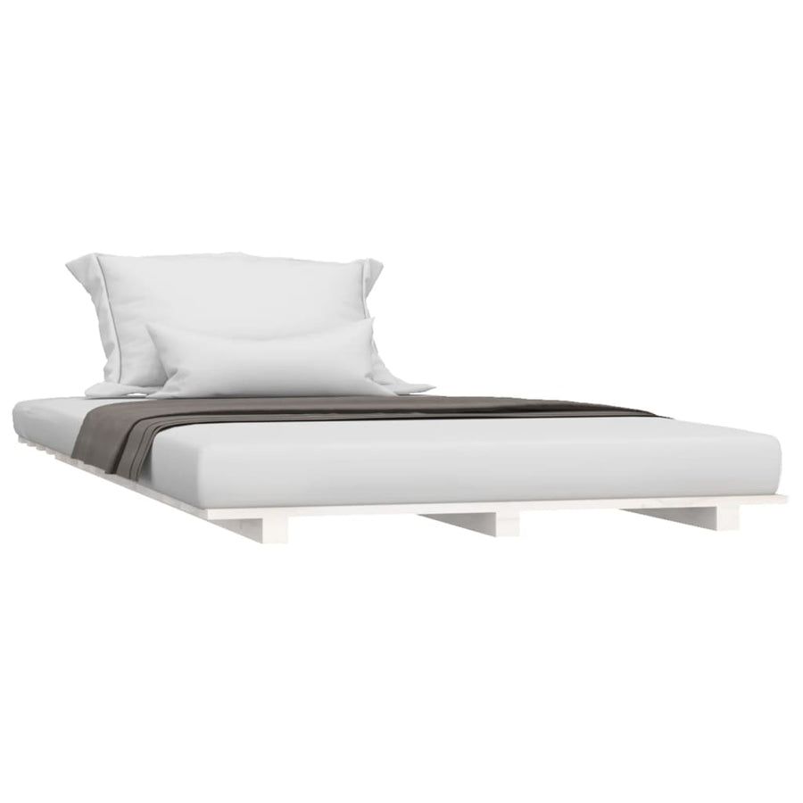 Bedframe Massief Grenenhout 90 x 190 cm Wit